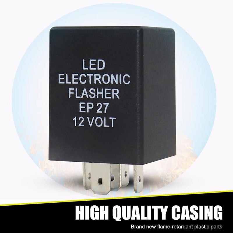 Zosgrew LED Flasher Relay, 12V 5-Pin LED Flasher Relay Fits EP27 FL27 LED Turn Signal Lamps Specific Flasher, Compatible with 1975-2007 Acura, BMW, Cadillac, Chevrolet, Dodge, Ford (Black) - Image 3